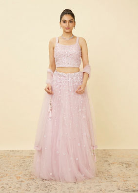 Rosewater Pink Floral Patterned Skirt Top Set image number 0